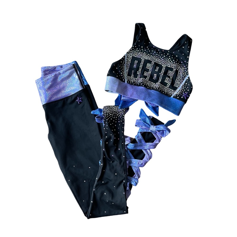 Rebel Athletic Cheer Dance Leggings Sports Bra Outfit Set XS